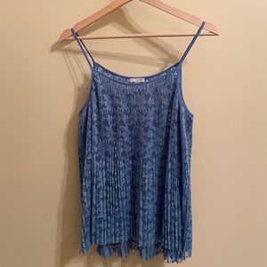 Zara Blue Lace Pleated Tank Top